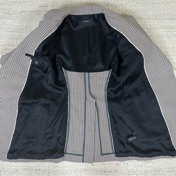 Theory Super Cinch Houndstooth Wool Blend Blazer Jacket Size 4 - Picture 16 of 16